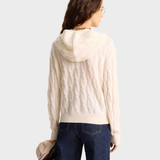 Faubourg Cable-Knit Cashmere Zip Hoodie Cream
